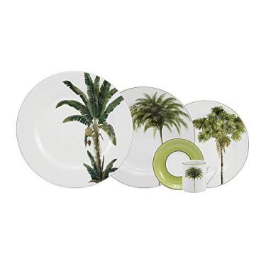 Imagem de Serviço de Jantar e Café 30 Peças, Decoração Palmeiras, Assinada por Lelli de Orleans e Bragança, Multicor, Porcelana Schmidt