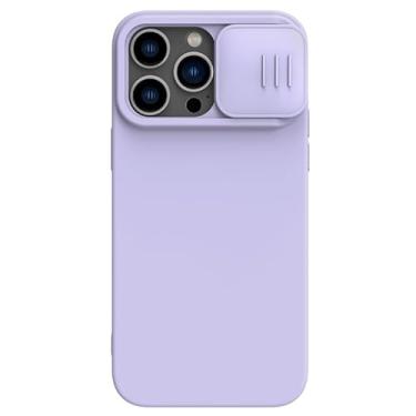 Imagem de PuRoxx Capa fina para iPhone 15 Pro Max/15 Plus/15 Pro/15, capa de lente de câmera deslizante, capa de silicone líquido, antiderrapante, anti-impressão digital, capa de telefone com proteção contra quedas, roxo1,15ProMax