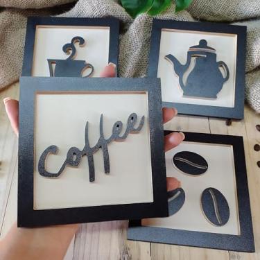 Imagem de 4 Quadros Cantinho Do Café Decorativo Alto Relevo