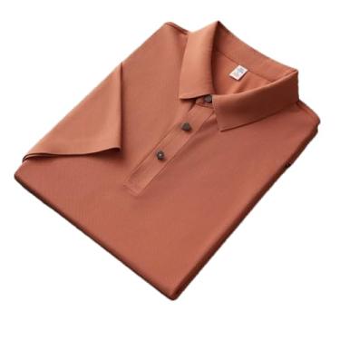 Imagem de Camiseta masculina de manga curta leve verão simples casual cor sólida confortável camiseta respirável para homens, Laranja, GG