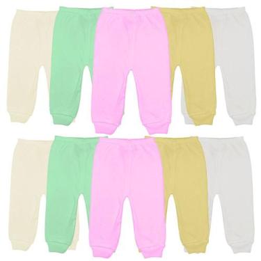 Imagem de Kit 10 Calça Mijão Culote Bebê 100% Algodão Pé Aberto Liso - Koala Bab