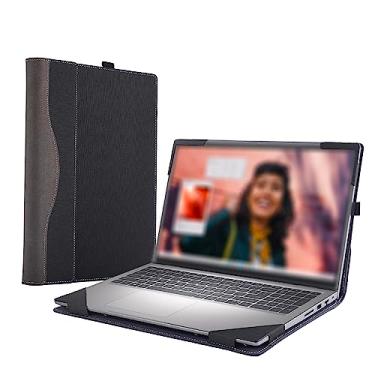 Imagem de Forubar Capa para laptop 2023 para Dell Inspiron 15 3000 3530 3520 3510 3515 3511 e Vostro de 15 polegadas [sem outros modelos], capa protetora de couro PU (preta)