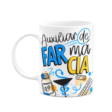 Imagem de Caneca profissões - Auxiliar de farmácia  - 325ml branca