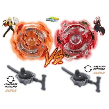 Imagem de Kit 2 Beyblade Burst Roktavor Vs Spryzen 2 Lançador Beyblade - Tornado
