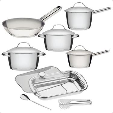 Imagem de Conjunto Panela Inox Indução Assadeira Frigideira Allegra Tramontina 6