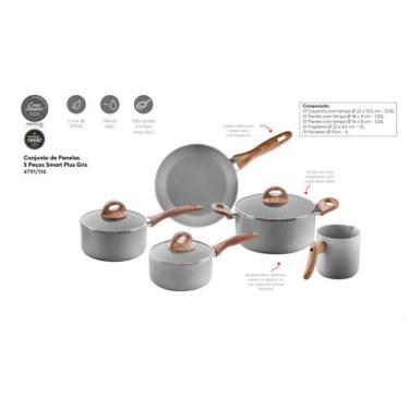 Imagem de Jogo de Panelas Easy 5 Peças Gris Brinox, Cinza, 5 Peças