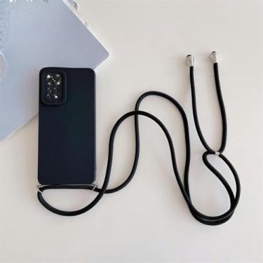 Imagem de Capa de silicone com cordão transversal para Xiaomi Redmi Note 10, 9, 8, 7, 11 Pro, 4G, 11Pro, 5G, Note11, Note10 S, 11S, 10Pro 5G, GS, preta, para Redmi Note 9S