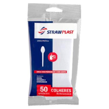 Imagem de Colher Sobremesa Branco c/50 - Strawplast