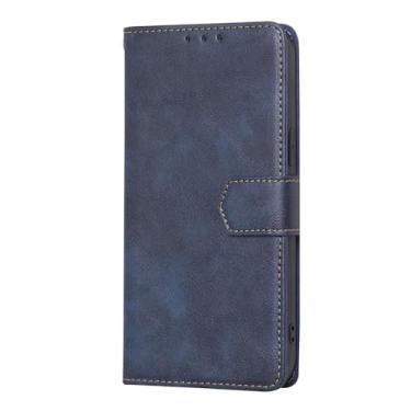 Imagem de LYJSMGZ Capa flip para iPhone 16E, homens e mulheres, carteira de couro fosco com bloqueio de RFID, capa de telefone fólio TPU macio à prova de choque, azul, 16E