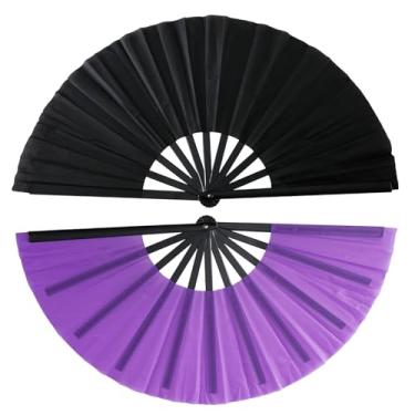 Imagem de Qchengsan Ventilador de mão dobrável de concerto, pacote com 2 ventiladores de clack para dança de linha, botas no chão, grandes dobráveis, palmas, ventiladores portáteis fazem som, presente de festa