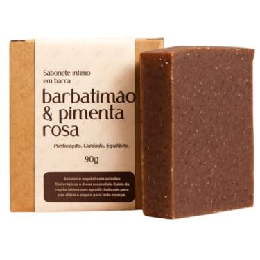 Imagem de Sabonete Íntimo Feminino de Barbatimão e Pimenta Rosa Natural com Óleos Essenciais Controle do pH Limpeza Hidratação Reduz Cheiro - 90g