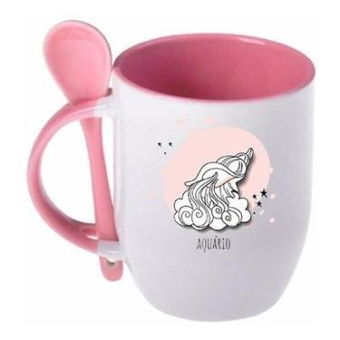 Imagem de Caneca De Colher Rosa Signo Aquário