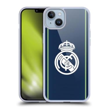Imagem de Head Case Designs Capa de gel com emblema azul escuro oficialmente licenciada pelo Real Madrid CF [proteção de grau militar] compatível com Apple iPhone 14 Plus e compatível com MagSafe