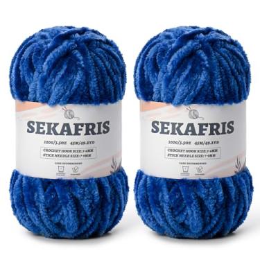 Imagem de Fio de chenille grosso felpudo para crochê, fios macios de pelúcia para tricô à mão, fio de cobertor de bebê volumoso 2 x 100 g (2 x 49,2 jardas) para crochê amigurumi, fios de veludo fofo de crochê