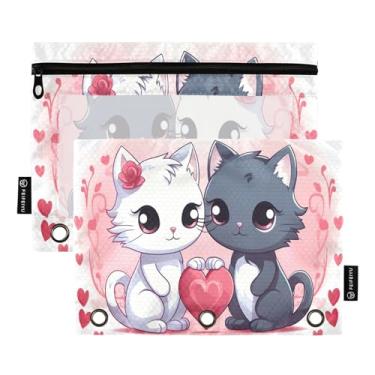 Imagem de Wassud Two Sweet Cats Pacote com 2 Pastas de Fichário com 3 Furos, Pasta Organizadora de Fichários para Casa, Escritório