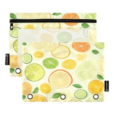 Imagem de Wassud Pastas de fichário com 3 furos de bolso com padrão de limão pasta organizadora de arquivos para escritório em casa, pacote com 2