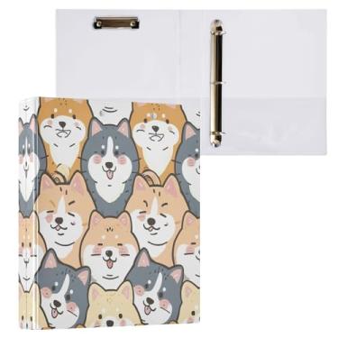 Imagem de Kigai Fichário de 3 anéis, organizador de fichário redondo com prancheta (carta A4), fichário fofo para material de escritório escolar - adorável cachorro Corgi