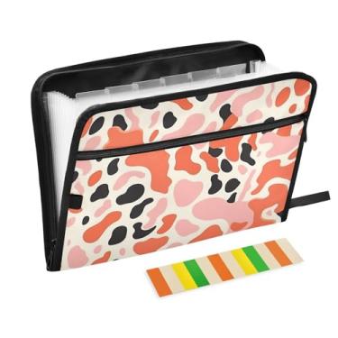Imagem de Wassud Organizador de arquivos sanfonado com pontos abstratos, 13 bolsos, pastas expansíveis com abas e adesivos, organizador de pastas de documentos de recibo de papel tamanho carta A4 para viagens