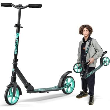 Imagem de Scooter Cruiser para crianças a partir de 6 anos, para crianças, adolescentes e adultos, carga máxima de 113 kg, dobrável, rodas grandes de 20 cm, suspensão dupla, 3 níveis ajustáveis, aprovado para