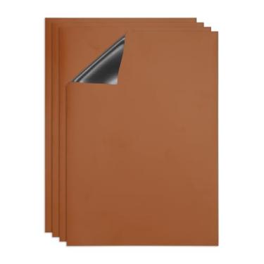 Imagem de PATIKIL Quadro apagável a seco, pacote com 4 ímãs A4, quadro branco, calendário de geladeira, quadro magnético, material de escritório para casa, cozinha, geladeira, mesa, parede, marrom