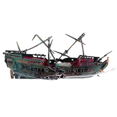 Imagem de LOVIVER Ornamento de aquário grande de barcos piratas de naufrágeis pintado à mão – #1