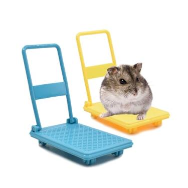 Imagem de KnocKconK Brinquedo de plástico para hamster, mini cama de carro para animais pequenos, carrinho de brinquedos para decoração de gaiola, acessórios para casa de habitat relaxante, ninho de descanso