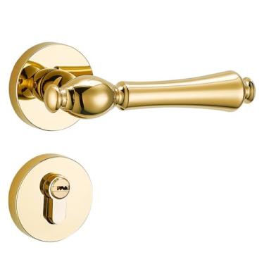 Imagem de PXNQMTJM Fechadura magnética silenciosa americana para porta interna e quarto, fechadura dividida com núcleo de cobre puro dourado