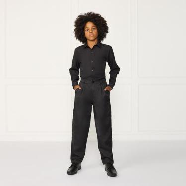 Imagem de Camisa Social Infantil Preta Manga Longa + Calça Oxford - JL Kids, 8