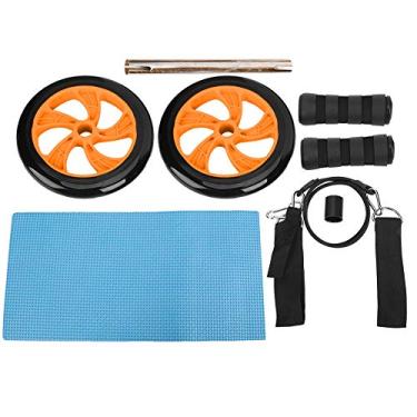 Imagem de Rolo de fitness Exercitador abdominal Premium Alça de espuma espessa Aperto confortável ABS Equipamento de treinamento de estabilidade de roda para treino de ginástica em casa (Amarela)