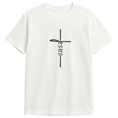 Imagem de Camisa Camiseta Masculina Jesus Cristo Religião Cristã Cruz Deus Igrej
