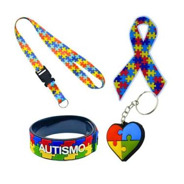 Imagem de Cordão para Autista - Kit Autismo 04 Peças - Cordão Estampa Quebra Cab