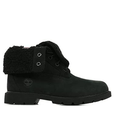 Imagem de Timberland Botas femininas Linden Woods dobrável de couro casual de combate e cadarço, Nobuck preto, 6 Wide