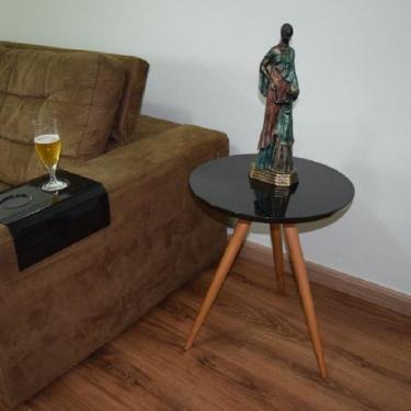 Imagem de Mesinha Lateral Tripe Decorativa Baixa Preto - L C MARQUES