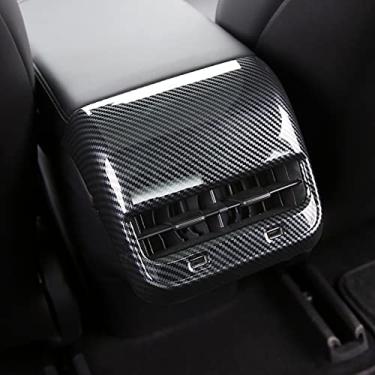 Imagem de LIMBQS Cobertura para saídas de ar em fibra de carbono para Tesla Model 3 e Model Y, acabamento para console central traseiro para acessórios Tesla