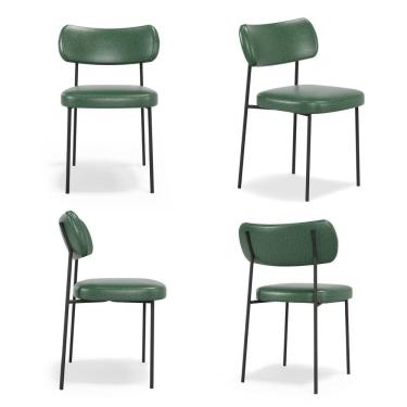 Imagem de Kit 4 Cadeiras para Sala de Jantar Mona Espresso Móveis Verde 733/Preto