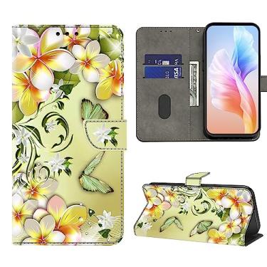Imagem de VODEFOX Capa de telefone Samsung Galaxy J3 2016, linda estampa de desenho animado 3D PU couro flip folio carteira slot para cartão capa para Samsung Galaxy J3 2016 / J310 - borboleta floral verde