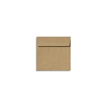 Imagem de Envelopes de convites quadrados de papel LUX para cartões de 6 1/4 x 6 1/4 em 70 lb. Bolsa de mercearia, envelopes impressos para convites, com vedação de descascar e pressionar, pacote com 50, tamanho do envelope 16,5 x 16,5 cm (marrom)