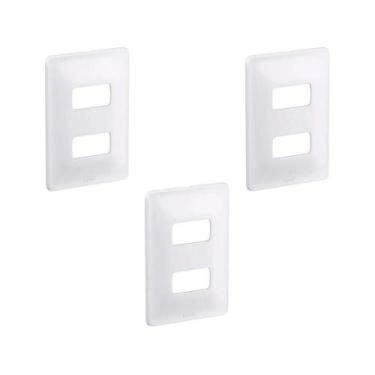 Imagem de Kit 3 Placa 4X2 P/ 2 Mód Branco C Suporte Zeffia Pial 680182 - Pial Le