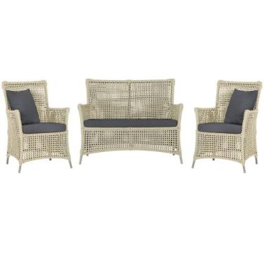 Imagem de Jogo Sofá e 2 Poltronas de Área Igapó Alumínio Pintura Fendi Corda Náu