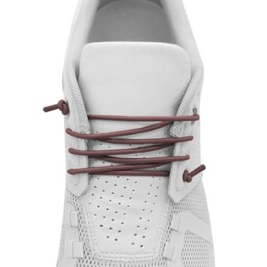 Imagem de UamGlsob Cadarços elásticos para corrida na nuvem, cadarços elásticos elásticos com cordas de substituição de cabeça de silicone, Marrom, 26"/65cm