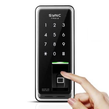 Imagem de SYNC Trava de aro biométrica de impressão digital TR812 - configuração de travamento, trava dupla, antichoque elétrico, detecção de incêndio, controle de volume, alarme de bateria fraca, energia de