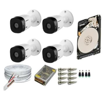 Imagem de Kit 4 Câmeras Segurança VHC 1120B HD 720 bullet Intelbras + cabos cone