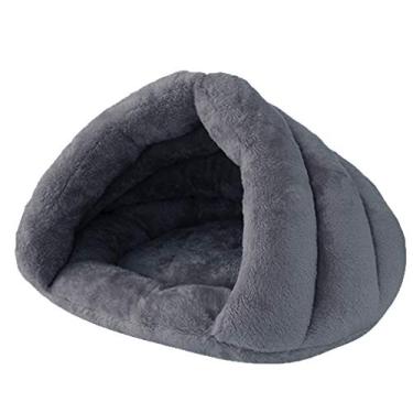 Imagem de Beskie Pet Tent Cave Bed for Small Medium Cats Pets Sleeping Bag Thick Fleece Warm Slipper Dog Bed Cuddler Burrow House Hoole Igloo Nest Cozy Triangle Bed for Cat PuppyBeskie 19.6*15.74*11.8 inch cinza