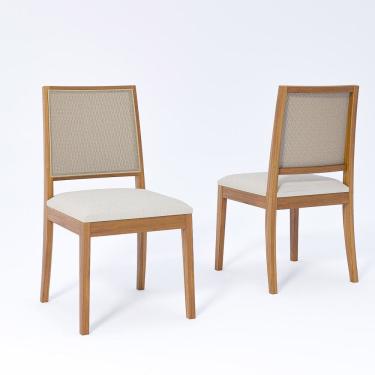 Imagem de Jogo com 2 Cadeiras de Jantar Buriti Madeira/Bege