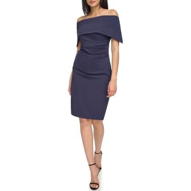 Imagem de Vince Camuto Vestido midi feminino sem mangas tomara que caia, Azul marino, 40