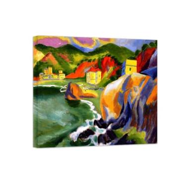Imagem de Famosas Pinturas-Impressas em Tela-Montanha no mar-Moderno Pôster Decoração Sala de Estar e Quarto 20x25cm8x10in Tela Embrulhada