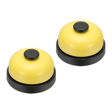 Imagem de PATIKIL Call Bell, 7,2 cm pequeno anel de serviço de mesa campainhas para recepção recepção balcão jantar bar hotel sala de aula, preto, amarelo, pacote com 2