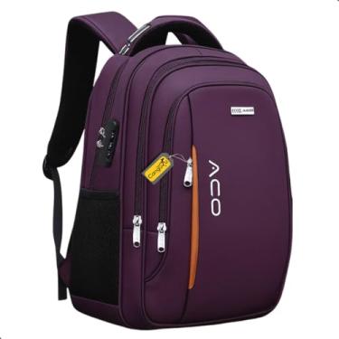 Imagem de Mochila Bolsa Masculina Feminina Notebook Anti Furto Reforçada Semi Impermeável Escolar Faculdade Trabalho Viagem Resistente Executiva Cabo De Aço Saída Usb SAÍDA Fone DE OUVIDO (ROXA)