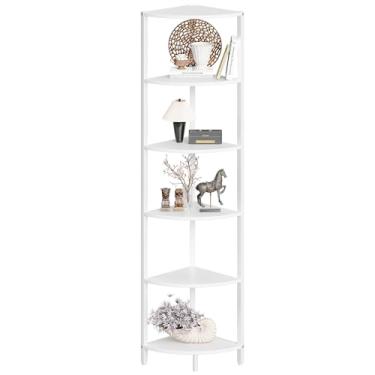 Imagem de IRCPEN Prateleira de canto de 6 andares, prateleiras de canto de 160 cm de altura, prateleira de metal, prateleira organizadora de livros, estante, suporte de plantas, rústico industrial para sala de