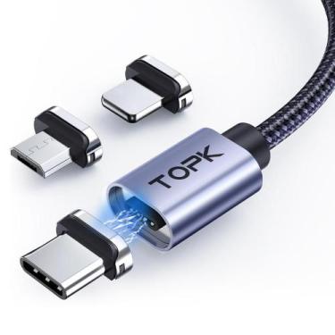 Imagem de Cabo Magnético Turbo Dados Qc 3.0 Android 1 Metro (3 Em 1) - Topk
